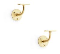 Loops 2 Pack - Heavy Duty Stair Handrail Bannister Bracket Arm - Satin Brass 82mm Proj Holder