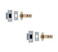 Loops 2 Pack High-Quality Double Sprung Tubular Latches 150mm In Polished Brass And Satin Chrome Finish
