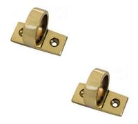 Loops 2 Pack - Horizontal Fixed Ring Sash Window Lift Handle 44 X 12mm 22mm Dia Polished Brass