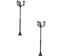 Loops 2 PACK IP44 Outdoor Bollard Light Black Cast Aluminium 3 Arm 60W E27 Post Loops Black