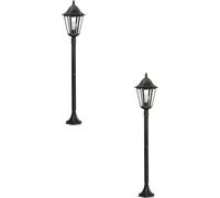 Loops 2 PACK IP44 Outdoor Bollard Light Black & Silver Lantern 1200mm Post 60W E27 Loops Black