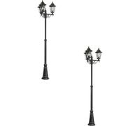 Loops 2 PACK IP44 Outdoor Bollard Light Black & Silver Patina Aluminium 3x 60W E27 Loops Black