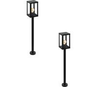 Loops 2 PACK IP44 Outdoor Bollard Light Black Zinc Plated Steel 1x 60W E27 Post Loops Black
