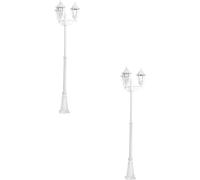 Loops 2 PACK IP44 Outdoor Bollard Light White Aluminium Lantern 3 Arm 60W E27 Post Loops White