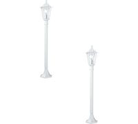 Loops 2 PACK IP44 Outdoor Bollard Light White Aluminium Lantern 60W E27 Lamp Post Loops White