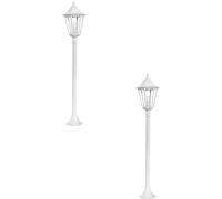 Loops 2 PACK IP44 Outdoor Bollard Light White Aluminium Lantern 60W E27 Tall Lamp Post Loops White