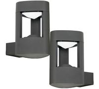 Loops 2 PACK IP44 Outdoor LED Lamp Textured Grey Triangle Wall Light Porch Door Open Loops Grey