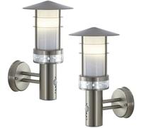 Loops 2 PACK IP44 Outdoor LED Light Brushed Steel PIR Wall Lantern Security Outdoor in Metallics Loops Metallics