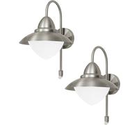 Loops 2 PACK IP44 Outdoor Offset Wall Light & PIR Sensor Stainless Steel 60W E27 in Metallics Loops Metallics