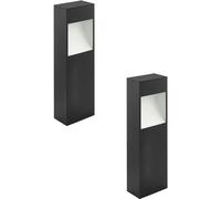 Loops 2 PACK IP44 Outdoor Pedestal Light Anthracite & White Square Post 10W LED Loops White
