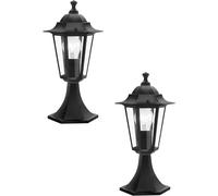Loops 2 PACK IP44 Outdoor Pedestal Light Black Aluminium 1x 60W E27 Porch Lamp Loops Black