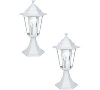 Loops 2 PACK IP44 Outdoor Pedestal Light White Aluminium Lantern 60W E27 Porch Lamp Loops White