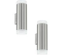 Loops 2 PACK IP44 Outdoor Up & Down Wall Light Stainless Steel 3W GU10 Porch Lamp in Metallics Loops Metallics