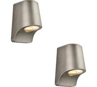 Loops 2 Pack Ip44 Outdoor Wall Light - Aged Pewter Die Cast Aluminimum - Brushed Silver Lamp