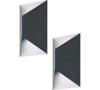 2 PACK IP44 Outdoor Wall Light Anthracite & White Trapeze 2.5W Built in LED