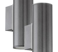 Loops 2 PACK IP44 Outdoor Wall Light Anthracite Zinc Plated Steel 2x 3W GU10 in Metallics Loops Metallics