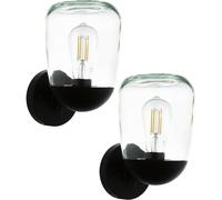 Loops 2 PACK IP44 Outdoor Wall Light Black Aluminium & Plastic 1x 60W E27 Lamp