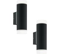 Loops 2 PACK IP44 Outdoor Wall Light Black Up & Down Light 2x 5W GU10 Porch Lamp Loops Black
