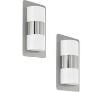 Loops 2 PACK IP44 Outdoor Wall Light Modern Stainless Steel 2x 10W E27 Porch Lamp in Metallics Loops Metallics