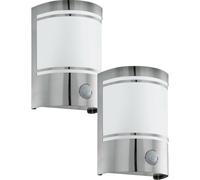 Loops 2 PACK IP44 Outdoor Wall Light & PIR Motion Sensor Stainless Steel 1x 40W E27 in Metallics Loops Metallics