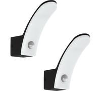 Loops 2 PACK IP44 Outdoor Wall Light & PIR Sensor Black Aluminium 11W LED Loops Black