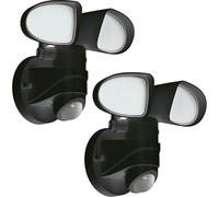 Loops 2 PACK IP44 Outdoor Wall Light & PIR Sensor Black Plastic 6W LED Lamp