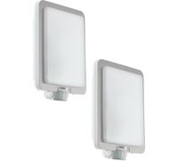 Loops 2 PACK IP44 Outdoor Wall Light & PIR Sensor Stainless Steel Square 28W E27 in Metallics Loops Metallics