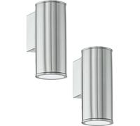 Loops 2 PACK IP44 Outdoor Wall Light Stainless Steel 1x 3W GU10 Porch Down Lamp in Metallics Loops Metallics