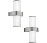 Loops 2 PACK IP44 Outdoor Wall Light Stainless Steel & Silver 2x 60W E27 Lamp in Metallics Loops Metallics
