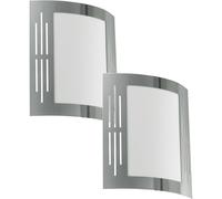 Loops 2 PACK IP44 Outdoor Wall Light Stainless Steel Square 1x 60W E27 Porch Lamp in Metallics Loops Metallics