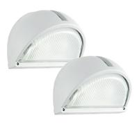 Loops 2 PACK IP44 Outdoor Wall Light White Aluminium 1x 40W E27 Bulb Porch Lamp