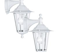 Loops 2 PACK IP44 Outdoor Wall Light White Aluminium Lantern 1x 60W E27 Porch Lamp Loops White