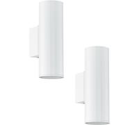 Loops 2 PACK IP44 Outdoor Wall Light White Up & Down Light 2x 3W GU10 Porch Lamp Loops White