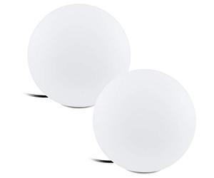 Loops 2 Pack IP65 Outdoor Garden Ball Light - White Plastic- 1x 40W E27-300mm Globe - Weatherproof Waterproof Driveway Path Garden lamp Post Tall
