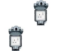 Loops 2 Pack Ip66 Outdoor 1 Gang Single Switched 13A Uk Plug Socket Garden Enclosure