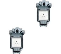 Loops 2 Pack Ip66 Outdoor 1 Gang Single Unswitched 13A Uk Plug Socket Garden Enclosure