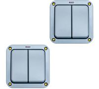 Loops 2 Pack Ip66 Outdoor 2 Gang Double Light Switch 20A 2 Way Neon Waterproof Garden