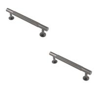 Loops 2 Pack - Knurled Bar Door Pull Handle 158 X 13mm 128mm Fixing Centres Anthracite Grey