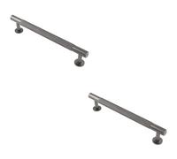 Loops 2 Pack - Knurled Bar Door Pull Handle 190 X 13mm 160mm Fixing Centres Anthracite Grey