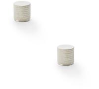 Loops 2 Pack - Knurled Cylinder Cupboard Door Knob - 20mm X 20mm - Satin Nickel Pull Handle