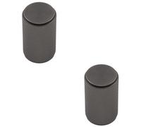 Loops 2 Pack - Knurled Cylindrical Cupboard Door Knob 18mm Dia Anthracite Grey Cabinet Handle