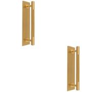 Loops 2 Pack - Knurled Drawer Bar Pull Handle & Matching Backplate - Satin Brass 168 X 40mm