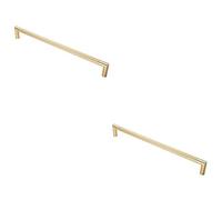 Loops 2 Pack - Knurled Mitred Door Pull Handle 470 X 20mm 450mm Fixing Centres Satin Brass Pvd
