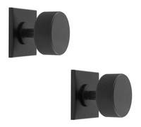 Loops 2 Pack - Knurled Radio Cabinet Door Knob & Matching Backplate - Matt Black 40 X 40mm