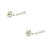 Loops 2 Pack Knurled Rose Satin Nickel Door Handle For Stylish Interiors - Solid Brass Interior Handle