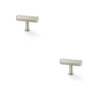 Loops 2 Pack - Knurled T Bar Cupboard Door Knob - 55mm X 38mm - Satin Nickel Unit Pull Handle