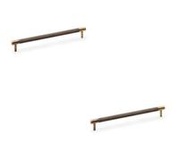 Loops 2 Pack - Knurled T Bar Door Pull Handle - Antique Brass - 224mm Centres Premium Drawer