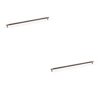 Loops 2 Pack - Knurled T Bar Door Pull Handle - Antique Brass - 448mm Centres Premium Drawer