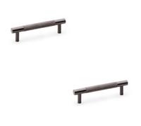 Loops 2 Pack - Knurled T Bar Door Pull Handle - Dark Bronze - 96mm Centres Premium Drawer