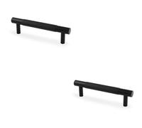 Loops 2 Pack - Knurled T Bar Door Pull Handle - Matt Black - 96mm Centres Premium Drawer